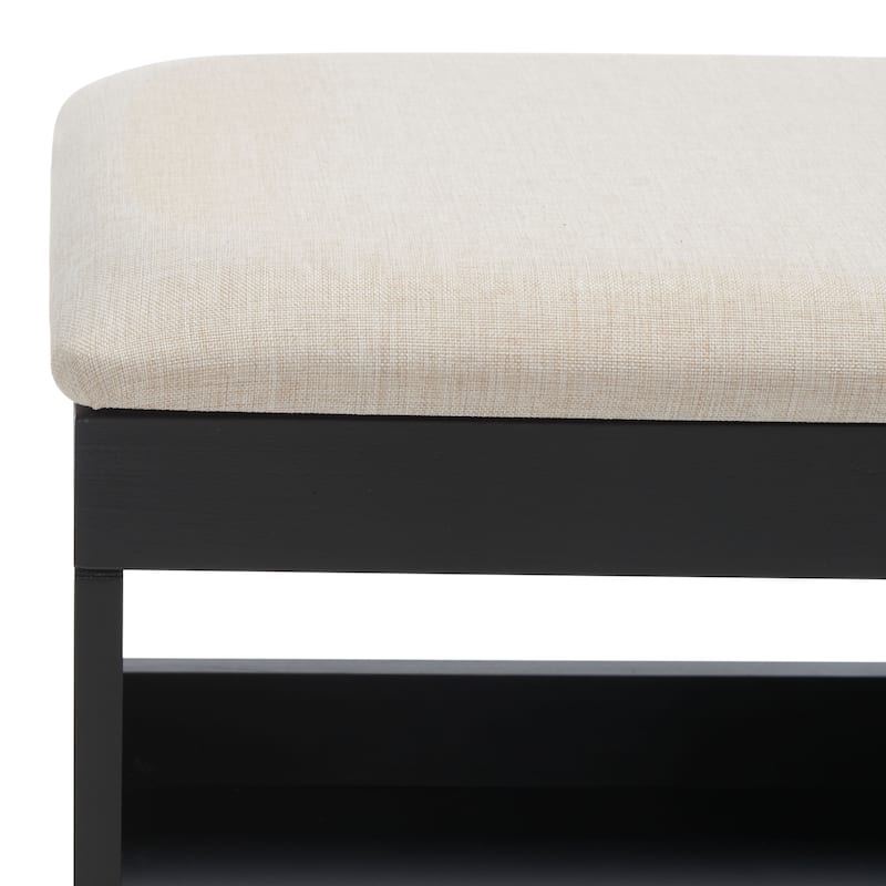 SAFAVIEH Cricket Mid-Century Modern Open Shelf Storage Bench with Cushion