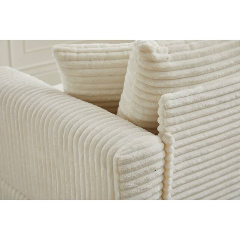 82" Corduroy 2-Piece Sectional Sofa with Slipcovers & 2 Pillows