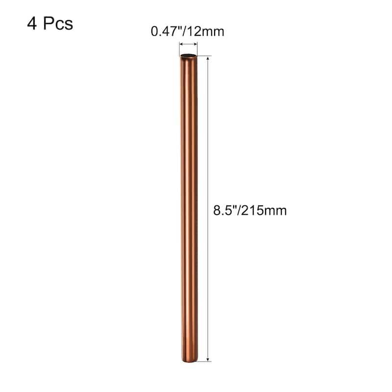 Reusable Metal Straws 4Pcs, Stainless Steel Straight Drinking Straw - Rose Gold