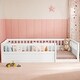 preview thumbnail 10 of 25, Twin Wooden Floor Bed Frame with Safety Fence, Low to Ground Design for Kids' Bedroom & Playroom, Easy Assembly, Natural