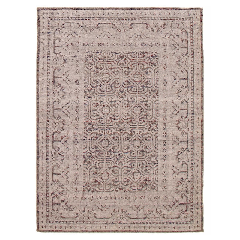ECARPETGALLERY Hand-knotted Tangier Light Grey Wool Rug - 5'6 x 7'5 - Light Grey - 5'6 x 7'5