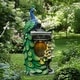 preview thumbnail 2 of 17, Resin Blue and Green Peacock Outdoor Fountain with LED Light - 31.69" H