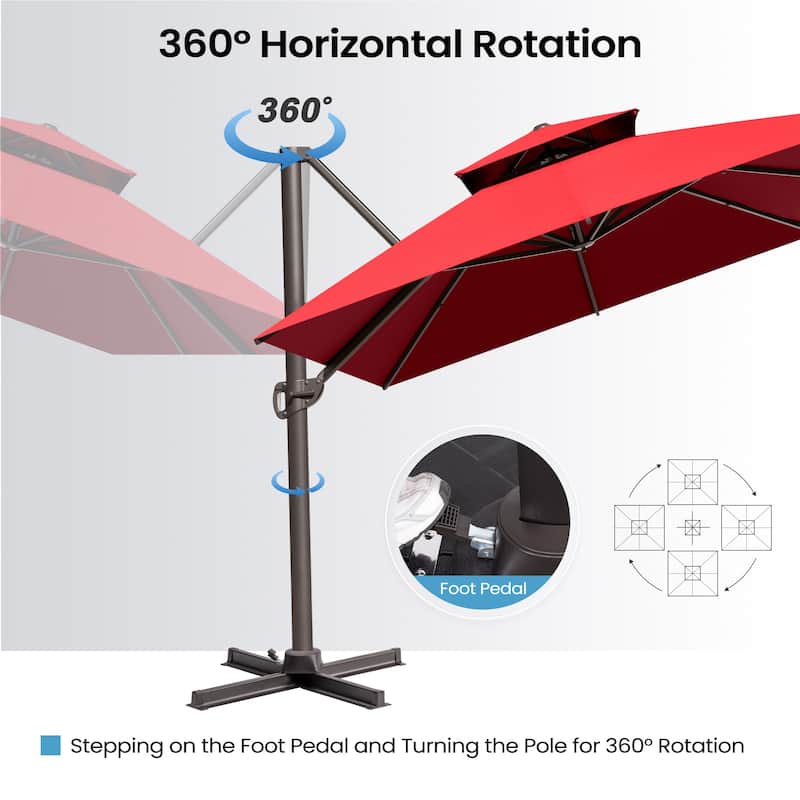 Crestlive Products 10 x 13ft Outdoor Patio Cantilever Umbrella with Base