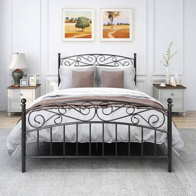 Queen Black Metal Platform Bed Frame