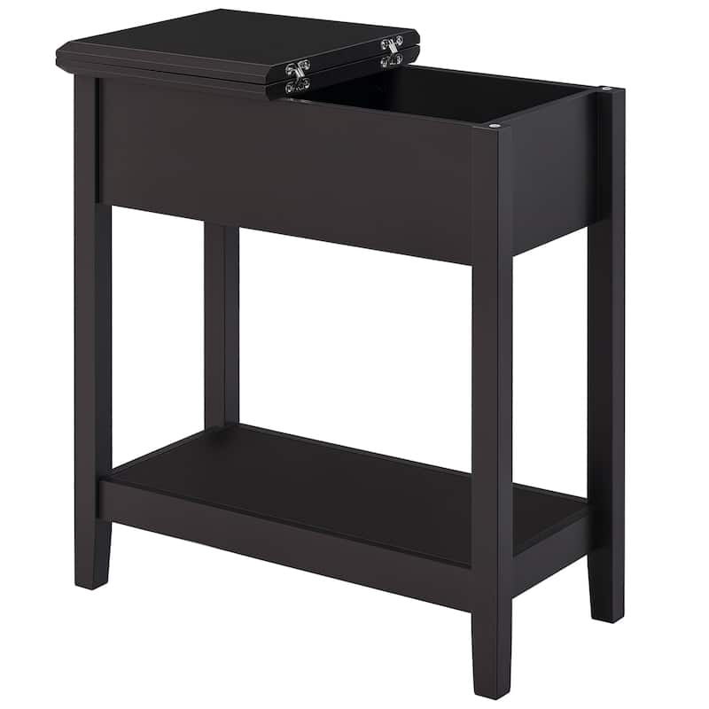 HOMCOM End Side Table in Flip Top Design with Cabinet and Bottom Shelf, Storage Furniture Decoration for Bedroom