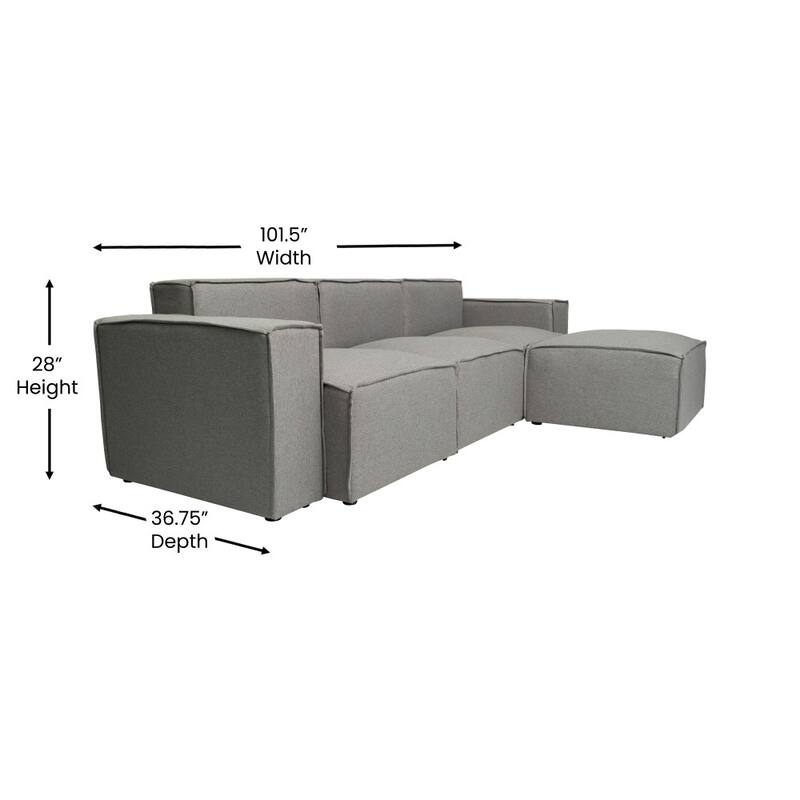Contemporary 4 Piece Modular Sectional Sofa with Ottoman