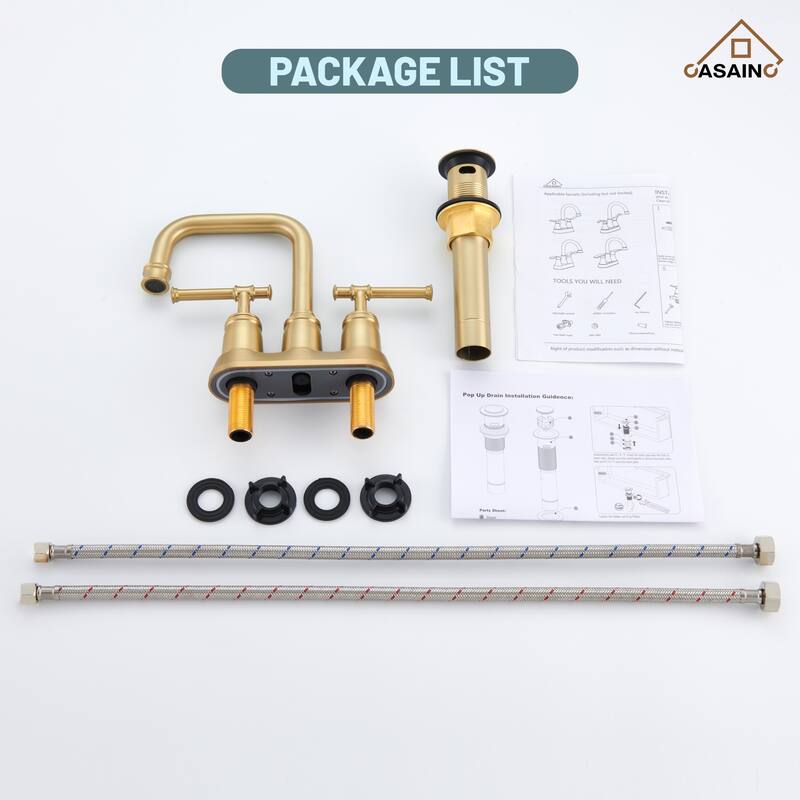 4 in. Centerset Double Handle Bathroom Faucet with Drain Kit Included