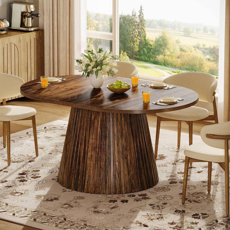 59" Oval Kitchen Table with Heavy Pedestal
