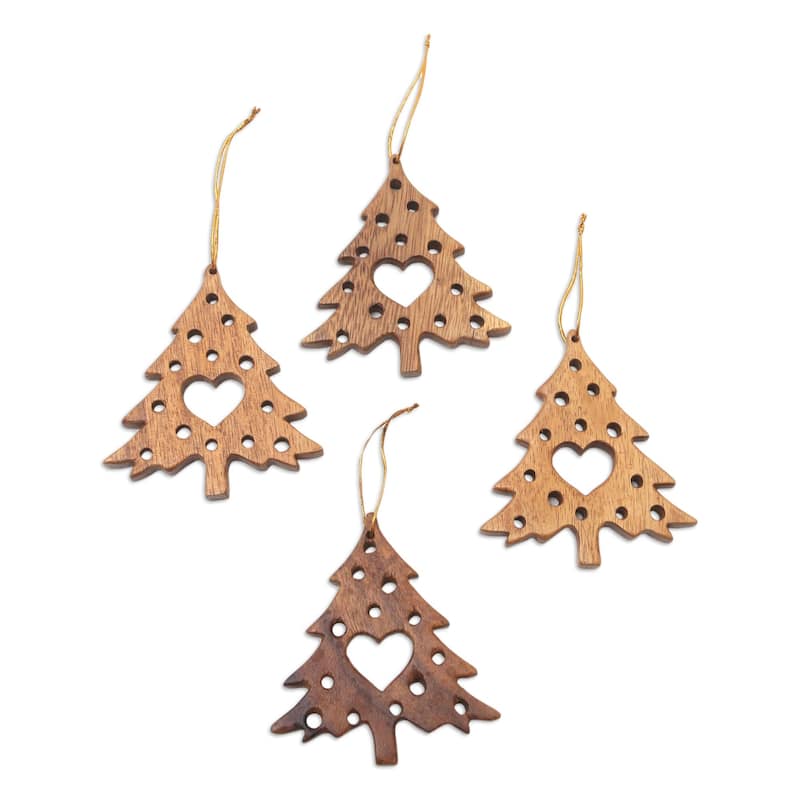 Novica Handmade Tree Of Love Wood Ornaments (Set Of 4)