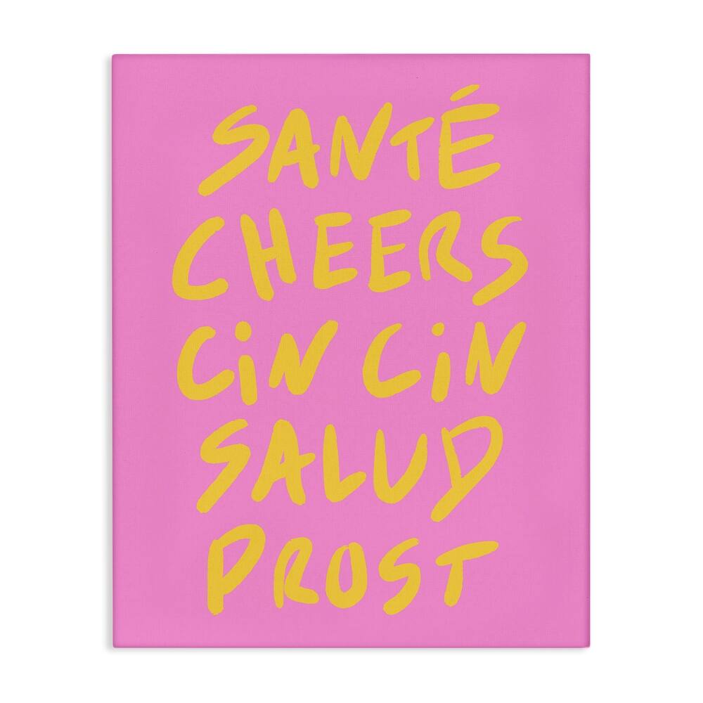 Stupell Multilingual Cheers on Pink Canvas Wall Art Design By House of Lulu