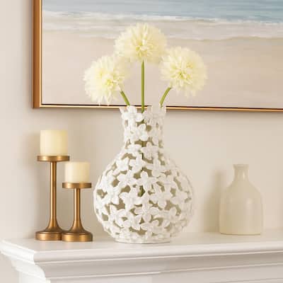 Aluminum Decorative Vase Floral Openwork Design Glam Style Modern