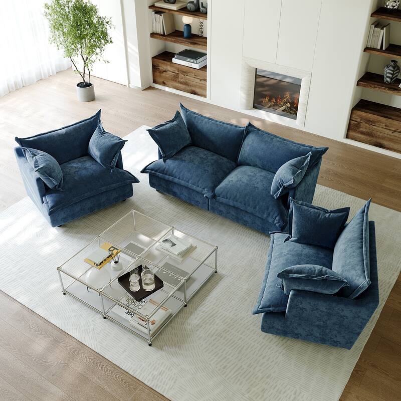 Comfy Cloud Oversized Chenille Modular Sectional Sofa Armchair Set