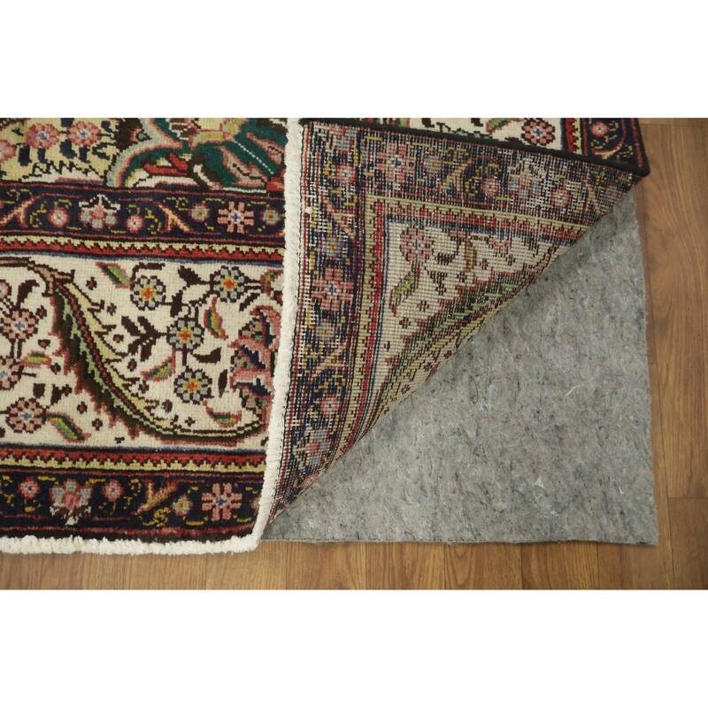 Hand Knotted Oriental 100% Wool Carpet Traditional Geometric Beige & Ivories Tabriz Area Rug - 11' 3'' X 8' 2''