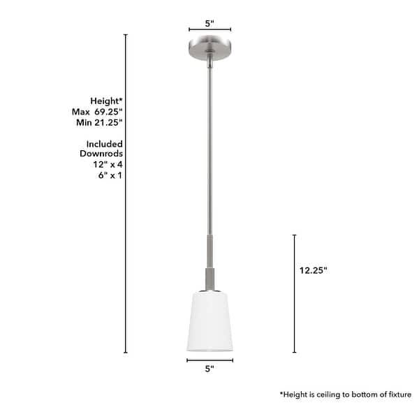 dimension image slide 1 of 4, Hunter Nolita 1 Light Pendant, Kitchen Island, Dining Room, Contemporary, White Glass Shade