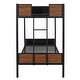 preview thumbnail 7 of 11, Minimalistic Design Twin Over Twin Metal Bunk Bed,Steel Frame Bunk Bed With Safety Rail,Built-In Ladder