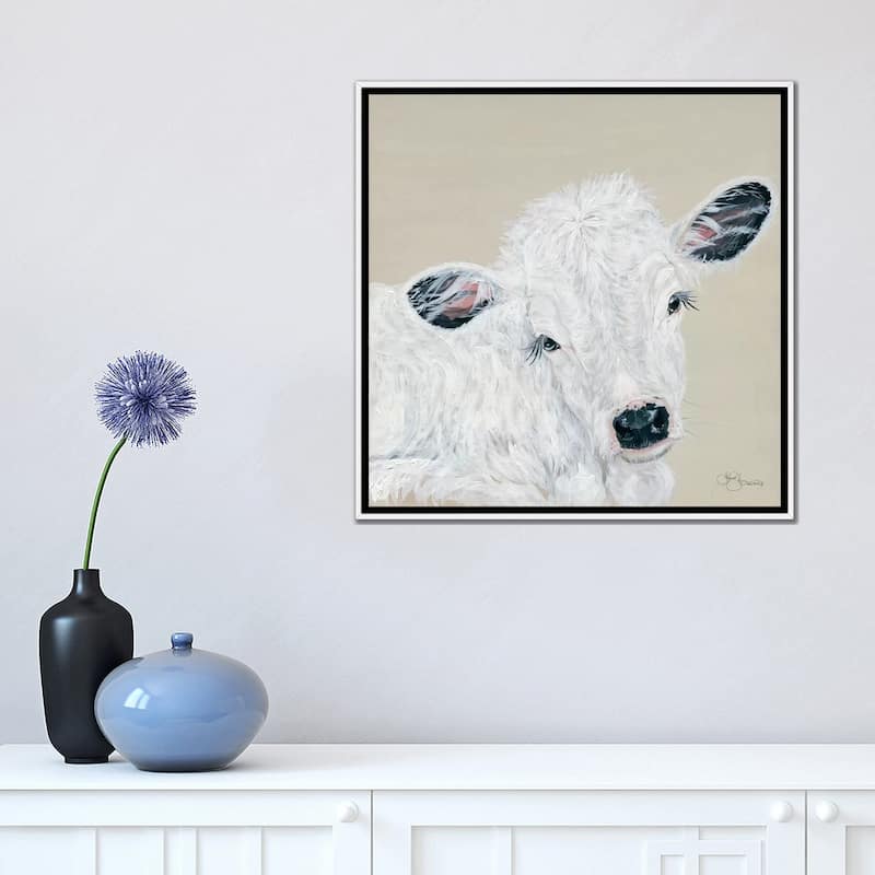 iCanvas "White Calf" by Hollihocks Art Framed Canvas Print
