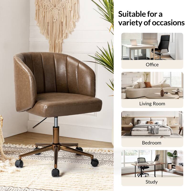 Gia Mid-century Modern Vegan Leather Ergonomic Office Chair by HULALA HOME