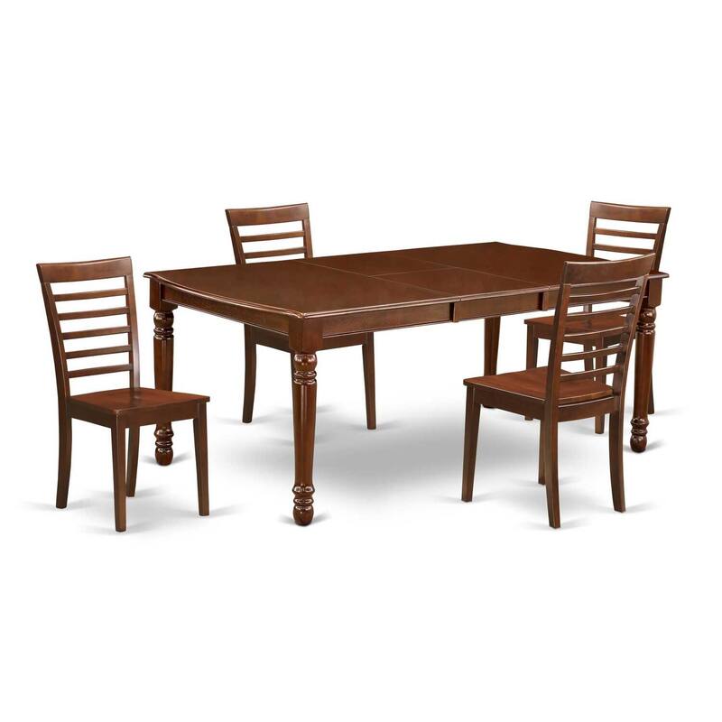 Rectangle Dining Table Set 5pc - 60x78 Inch Table with 4 Wood Chairs - Old World Style