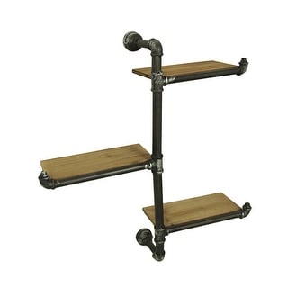 3 Tier Wall Mounted Rustic Industrial Offset Pipe Shelf 3 Tier Wall Mounted Rustic Industrial Offset Pipe Shelf