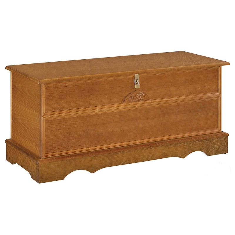 Chest with Molded Details and Lift Top Hidden Storage, Brown