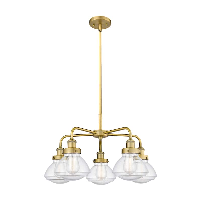 Innovations Lighting Olean - 5 Light 25" Stem Hung Chandelier - Brushed Brass/Seedy