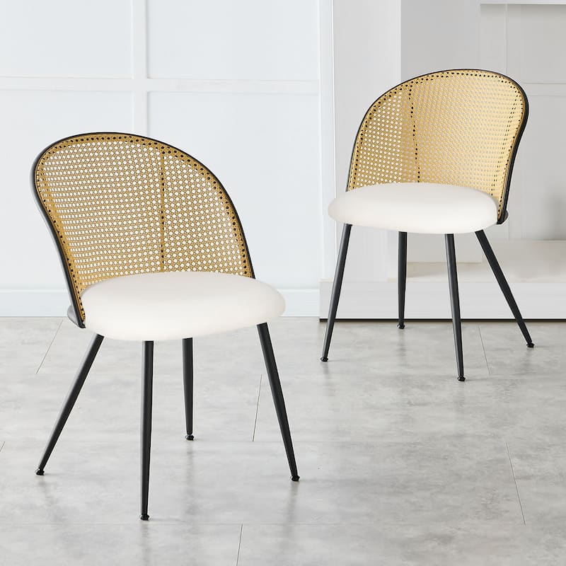 Modern Upholstered Rattan Dining Chairs Set of 2/4
