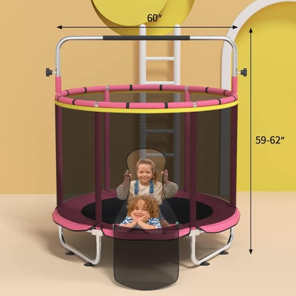 dimension image slide 1 of 2, Kids Trampoline, Adjustable Toddler Trampoline with Safety Enclosure