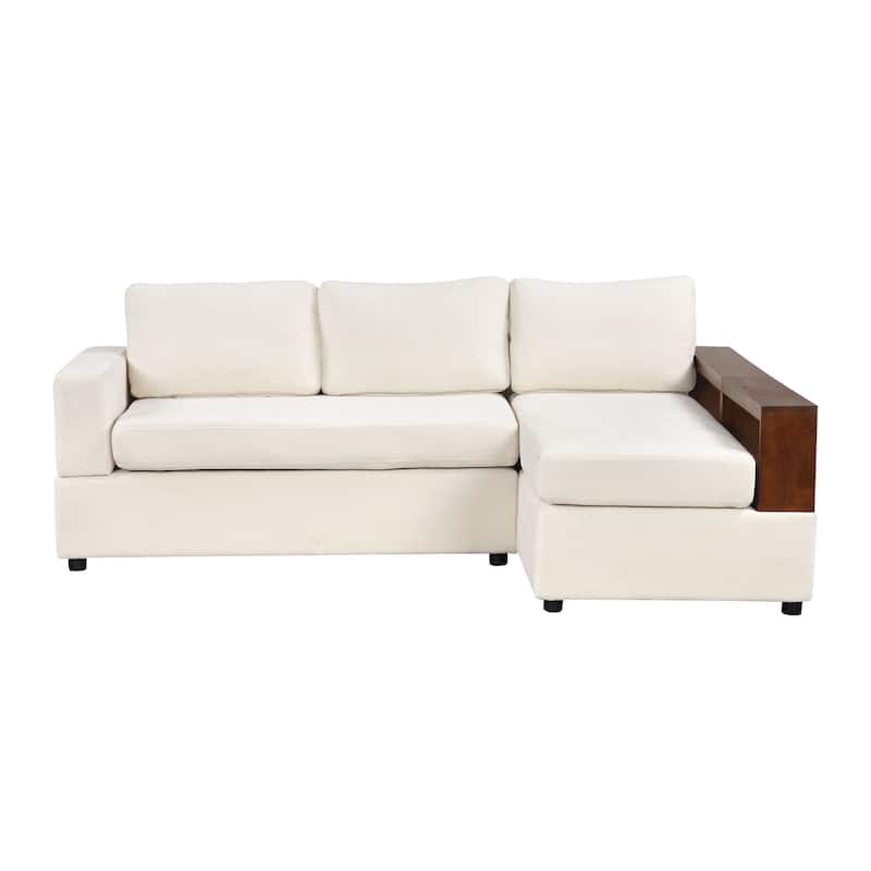 Christopher Knight Home - 87.4" L-Shaped Sectional Sofa with Reversible Armrests and Integrated Chaise Lounge