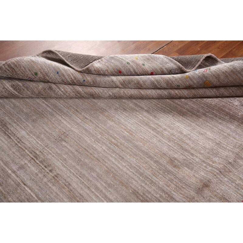 Tribal Gabbeh Oriental Area Rug Handmade Silk Beige Carpet - 8'0" x 9'8"