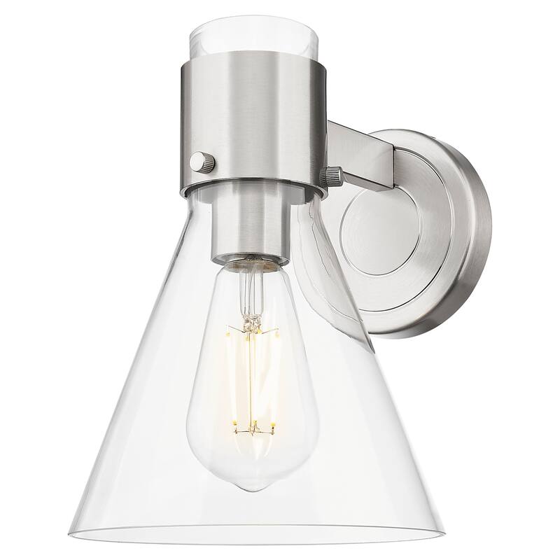 Innovations Lighting 464-1W-G464C-7CL Lawton Cone 9" Tall Bathroom - Satin Nickel