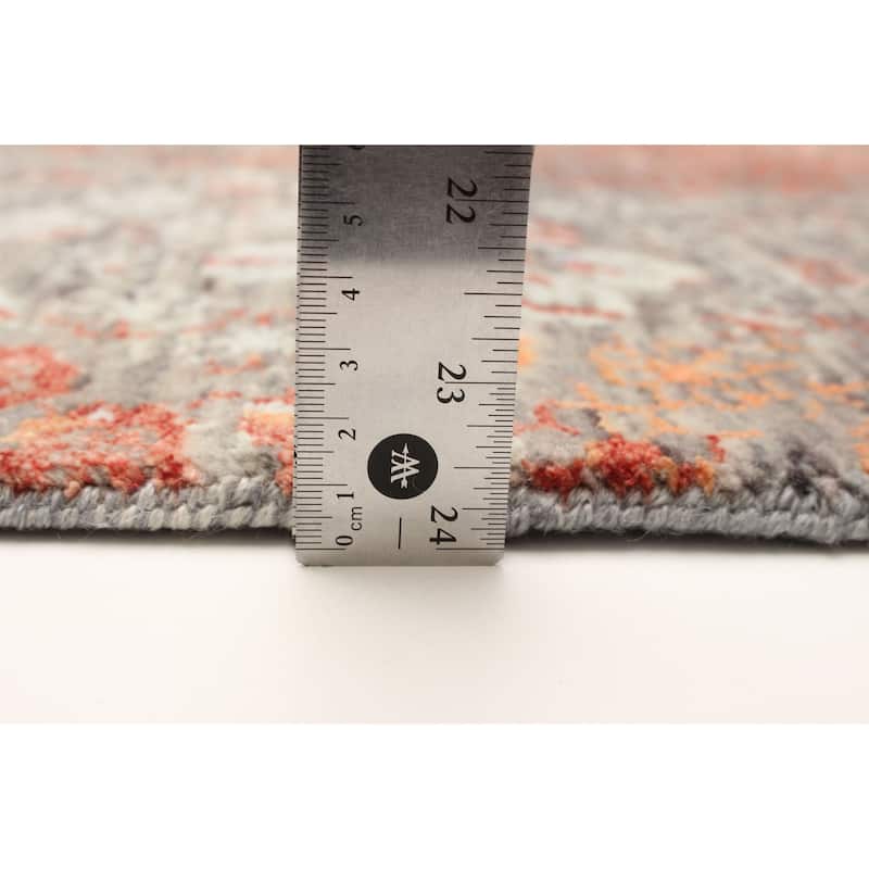 ECARPETGALLERY Hand-knotted Heritage Grey Silk, Wool Rug - 2' 7" x 13' 11"