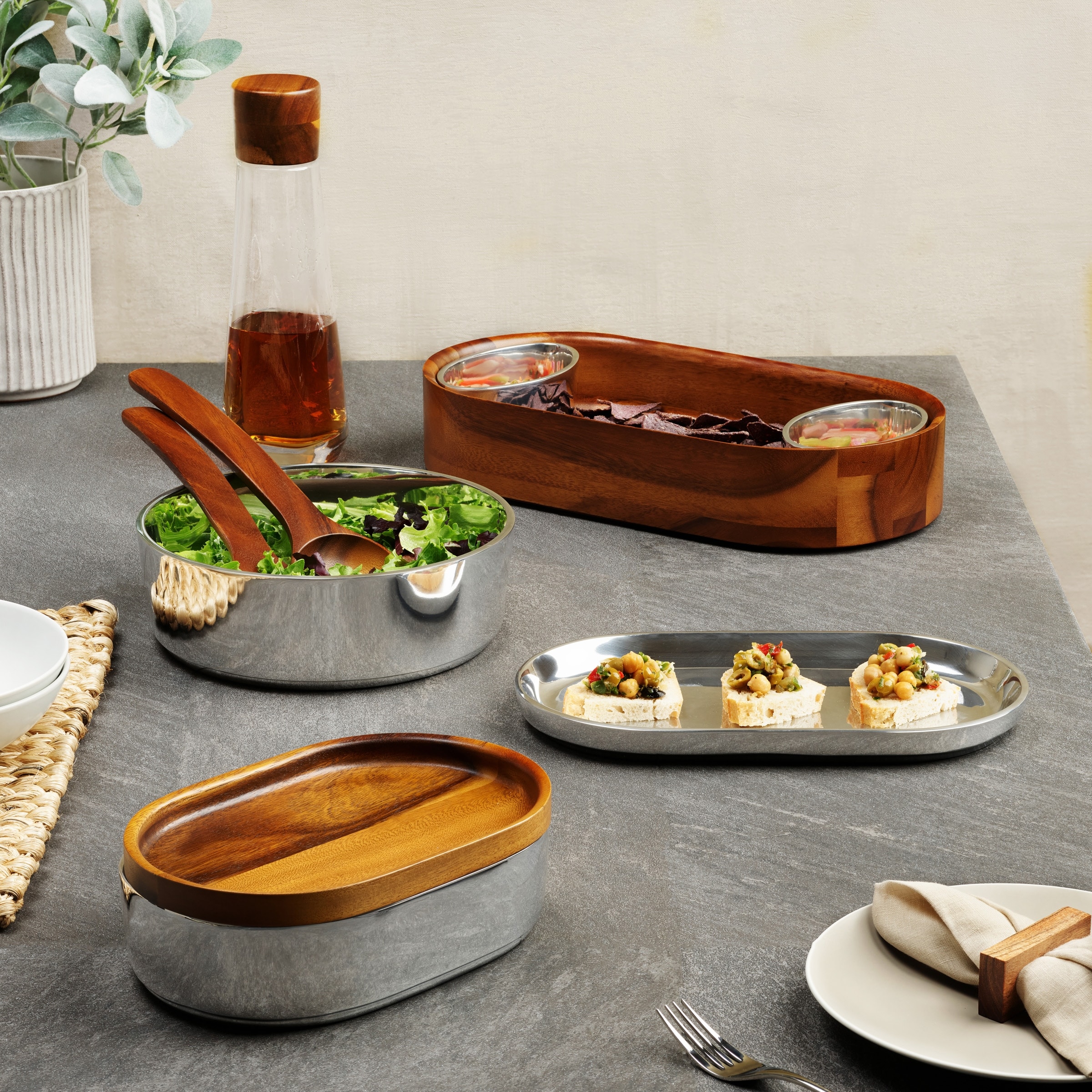 Nambe Oblong Nest Large Tray 13