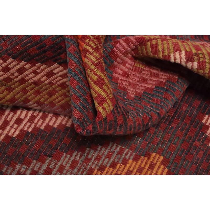 Hand Woven Oriental 100% Wool Carpet Southwestern Tribal Multi-Colored Kilim Area Rug - 9' 2'' X 5' 4''