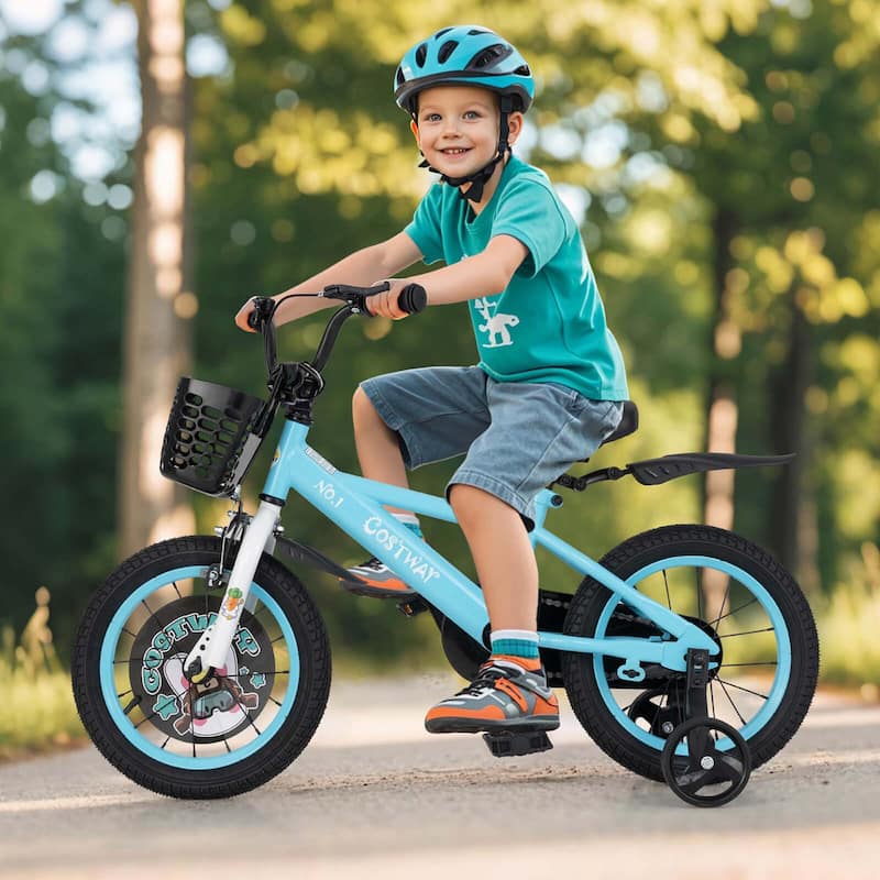 14'' Child Bike Kids Bicycle w/ Adjustable Height &Training Wheels