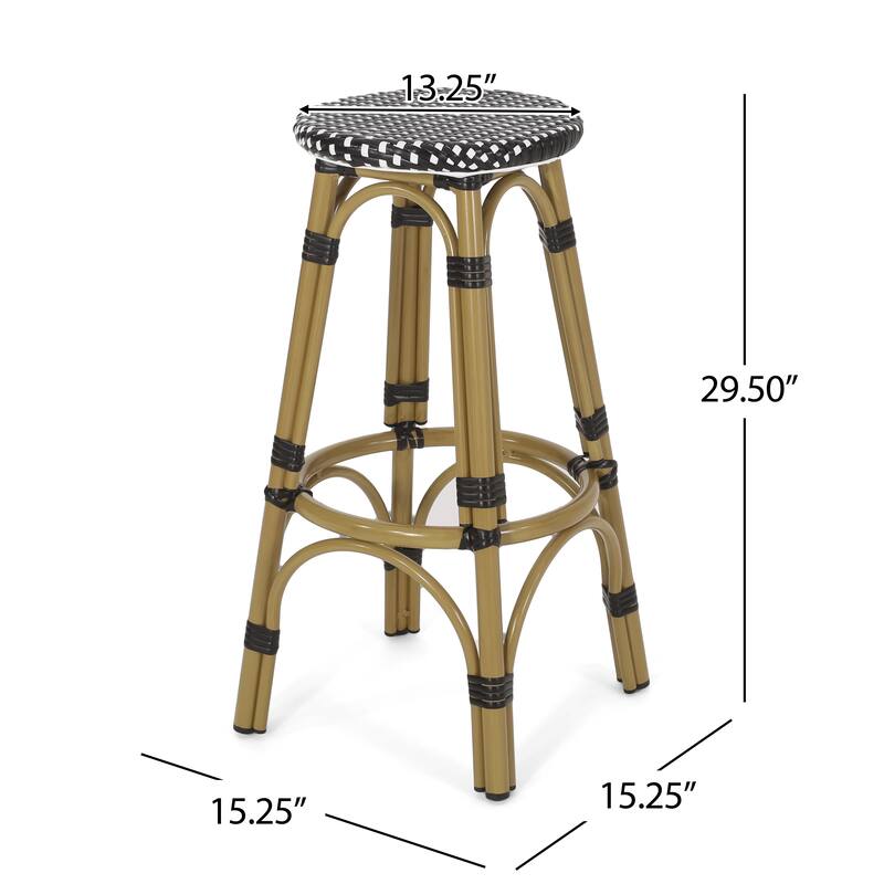 Starla Outdoor Aluminum and Wicker 29.5 Inch Barstools (Set of 2) by Christopher Knight Home - N/A