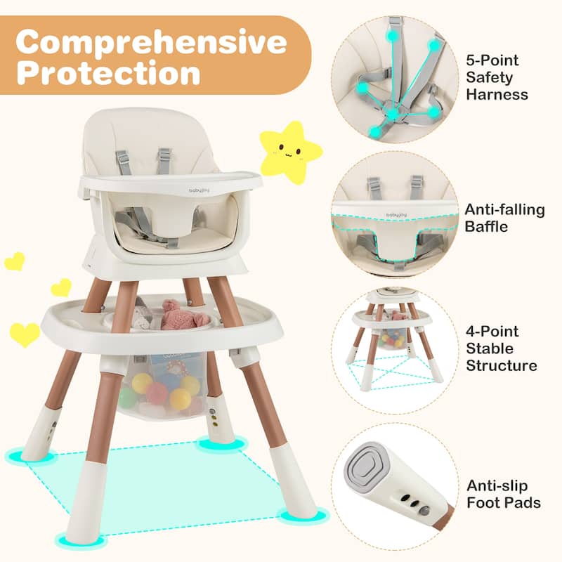 Gymax 16-in-1 Baby High Chair w/ Activity Center Booster Seat Building
