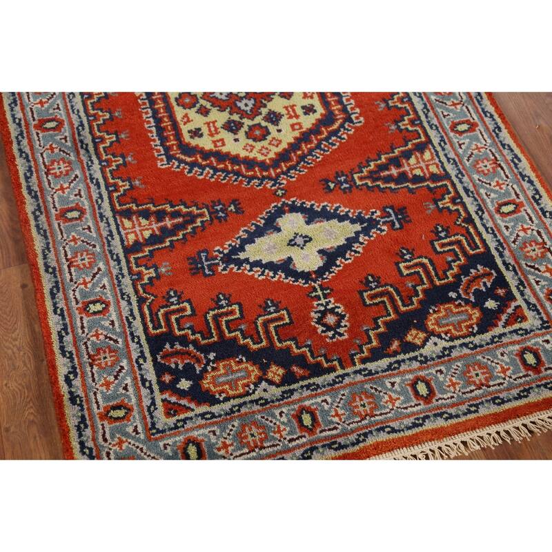 Orange Viss Indian Accent Rug Handmade Wool Carpet - 3'0"x 5'0"