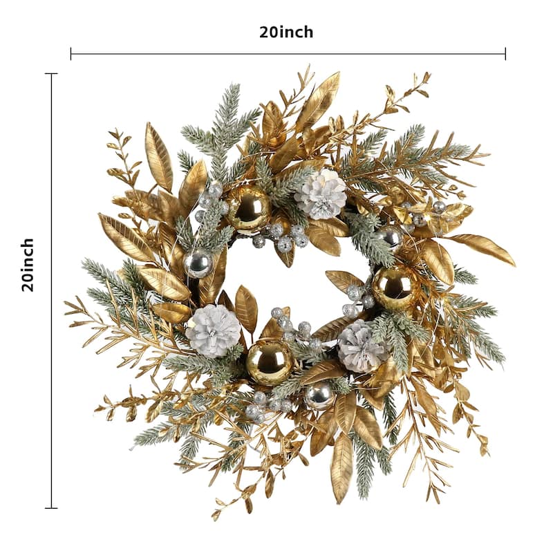 GDFStudio - Amelia LED Christmas Wreath with 8 Lighting Modes for Holiday Décor - 20 Inch