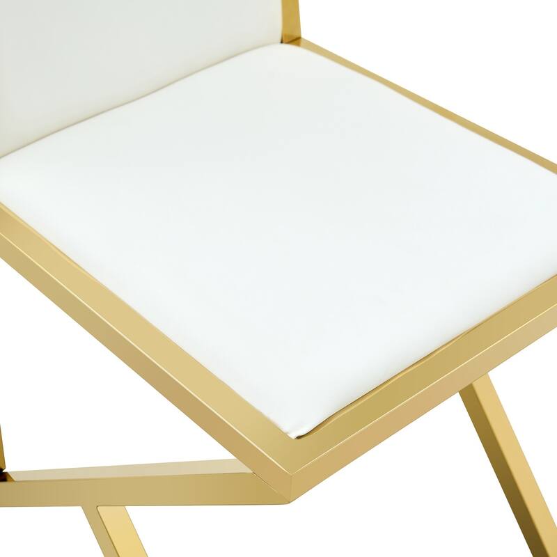 17.3" Black PU Dining Chairs with Gold Metal Legs, Set of 4