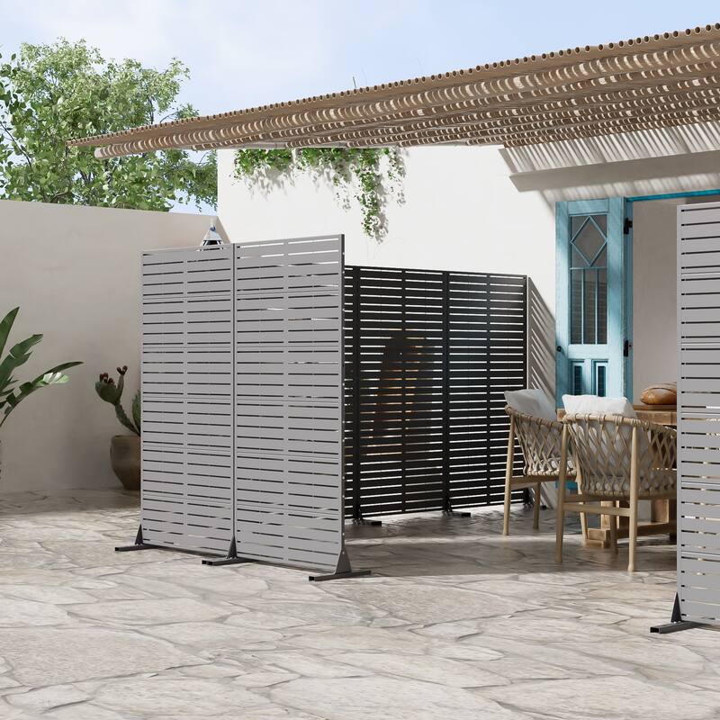 72in Dovelina Outdoor Freestanding Metal Privacy Screen Decorative Garden Fence