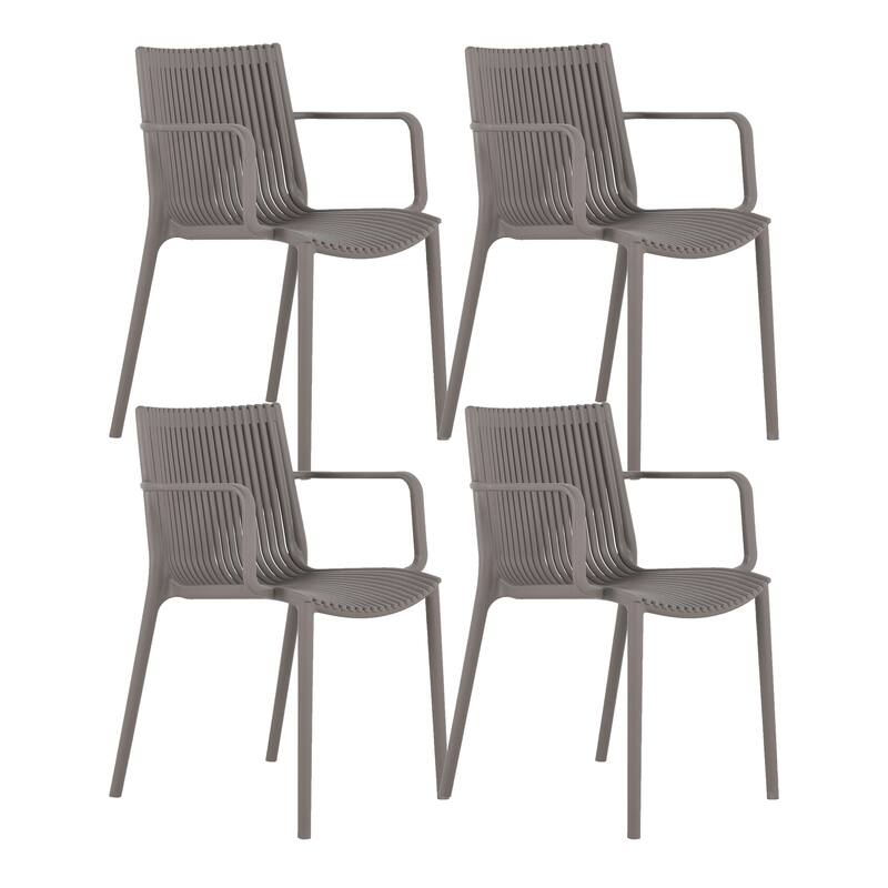 Patio Stackable Dining Chair, All-Weather, Polypropylene, Set of 4 - Warm Grey