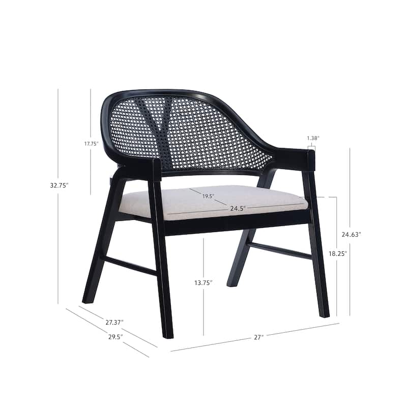 Kanoy Black Cane-Back Side Dining Chair