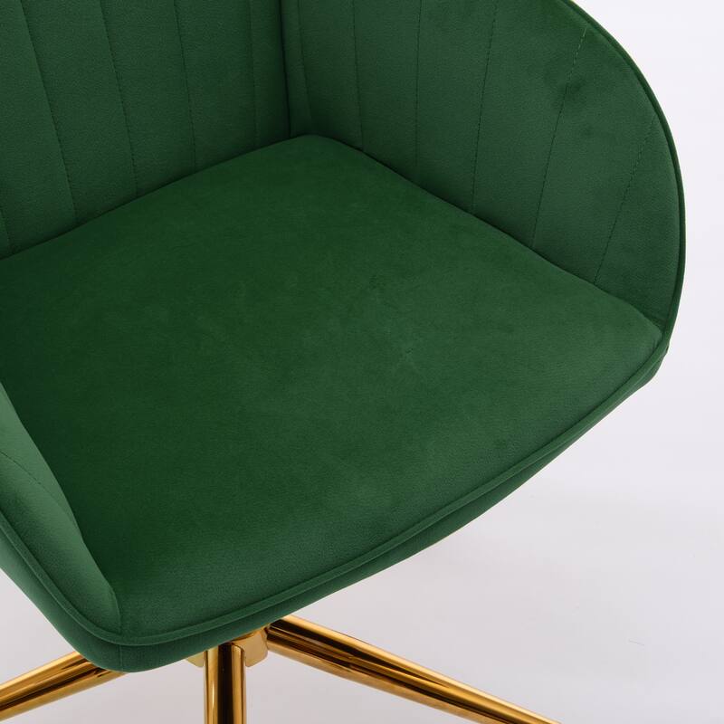 Adjustable Velvet Office Chair with Wheels, Ergonomic Swivel Study Desk Chair, Upholstered Task Chair with Backrest Seat