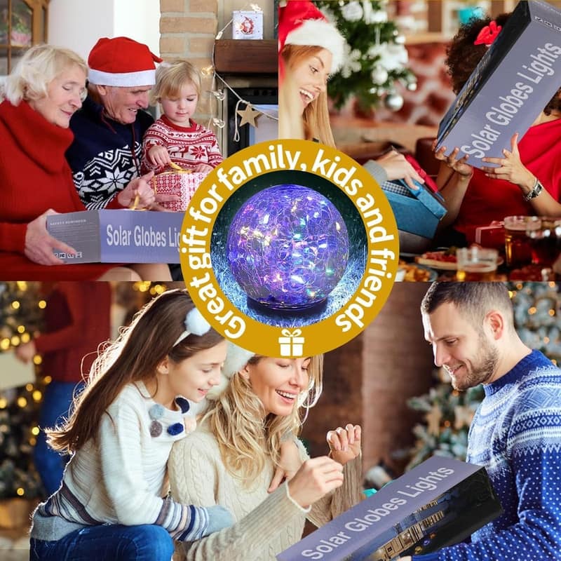 Solar Globe Lights Outdoor Waterproof-Solar Balls Garden - 4 Globes