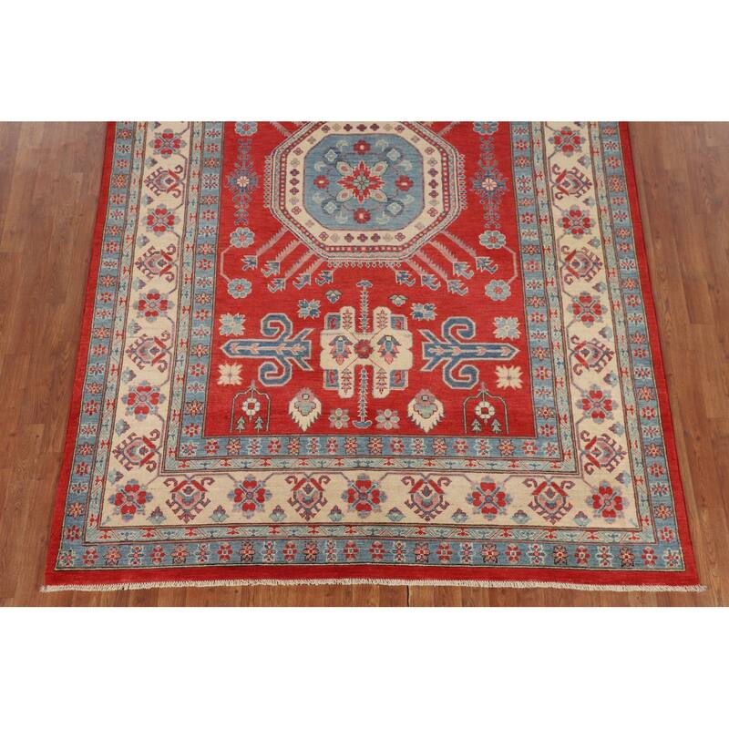 Red Kazak Oriental Area Rug Hand-Knotted Wool Carpet - 6'6" x 9'9"