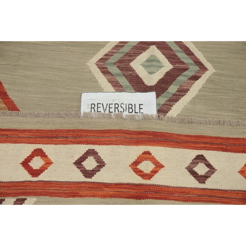 Hand Woven Oriental 100% Wool Carpet Southwestern Tribal Greys & Charcoal Kilim Area Rug - 11' 6'' X 9' 2''