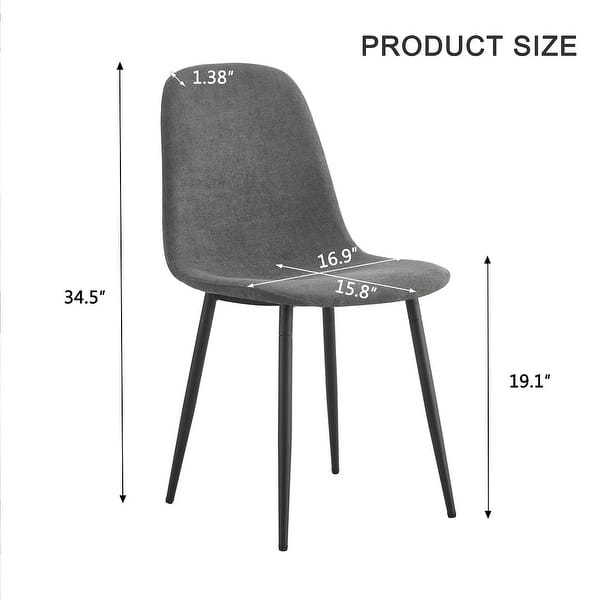dimension image slide 4 of 5, Modern Dining Room Kitchen Dining Chair with Black Metal Legs