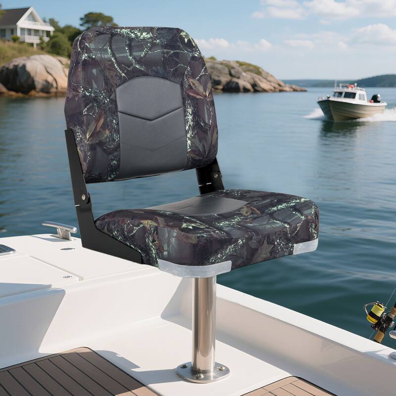 Gymax 2-Pack Boat Seats Folding Low Back Boat Chairs w/Thick Sponge