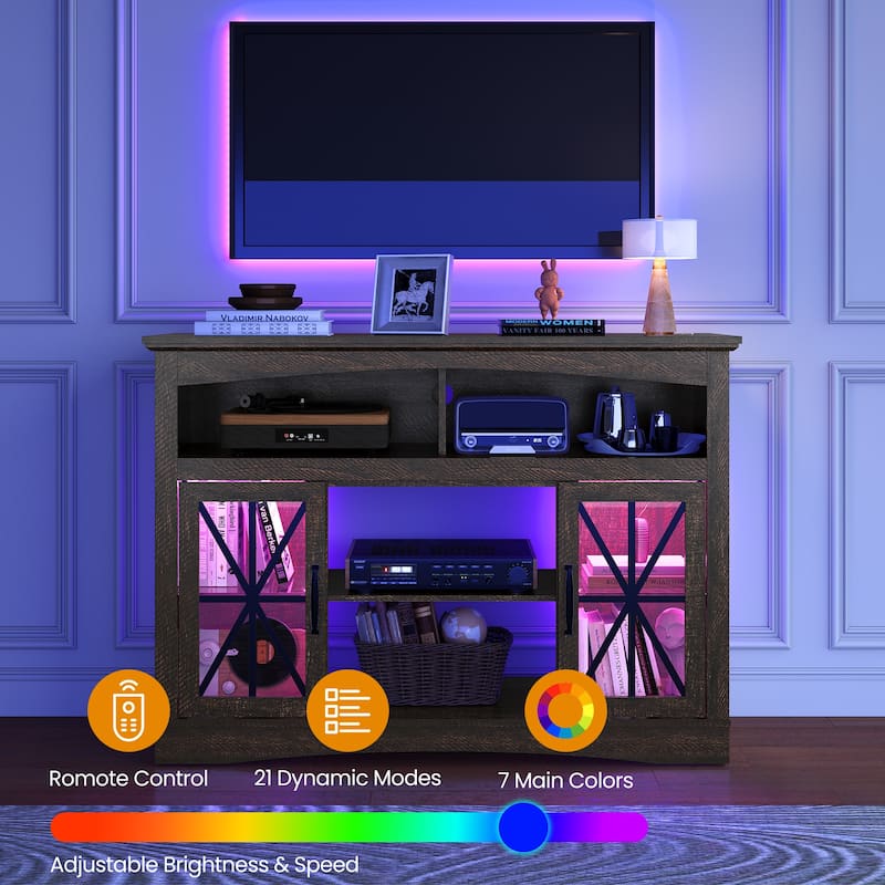 47'' Farmhouse TV Stand with Adjustable Shelves