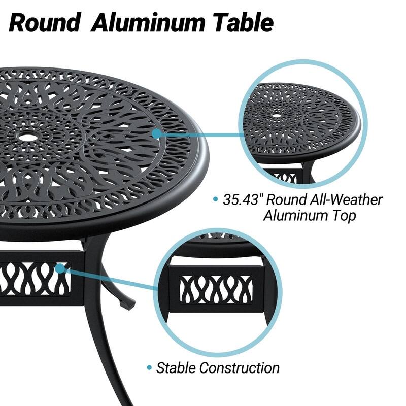 Traditions 3-Piece Patio Outdoor Dining Set with 2 Dining Chairs and 35.43 in.Round Table, Rust Free